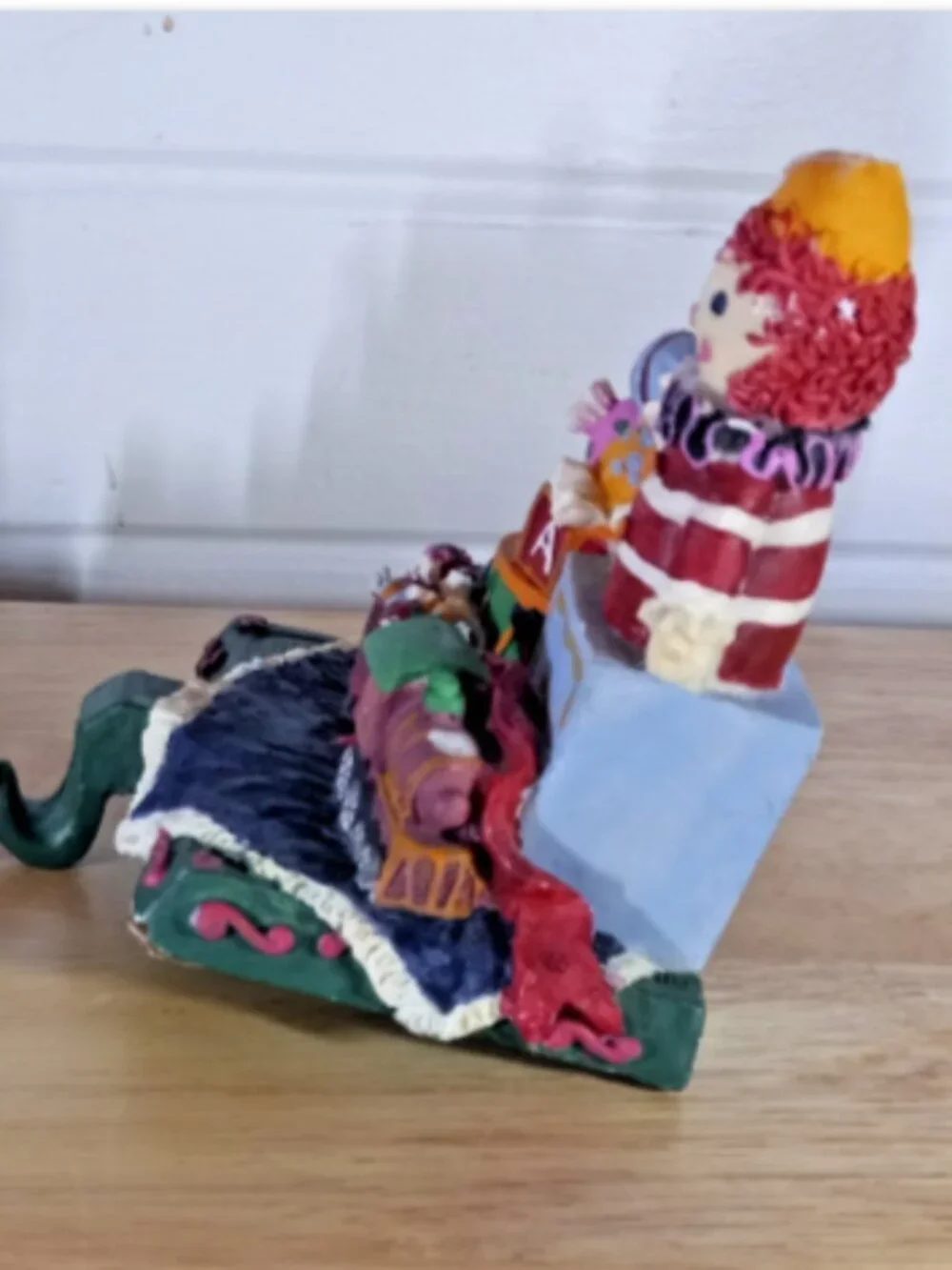 Dayton Hudson Set 2 Christmas Stocking Holders Clown Toy Train Heavy Resin